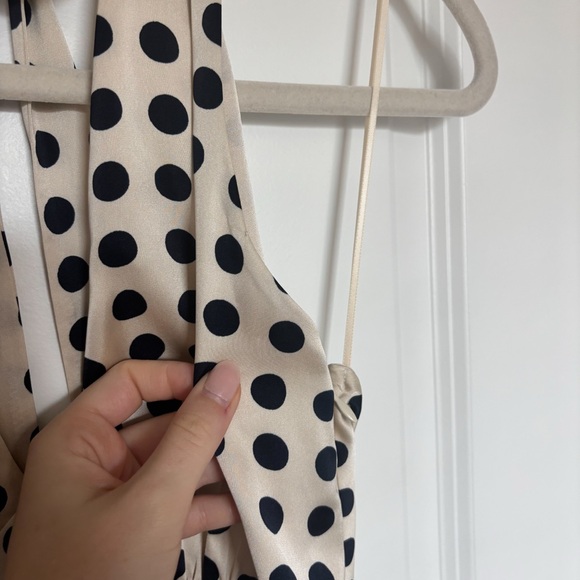 Abercrombie & Fitch Halter Knee-Length Slip Dress Black Polka Dot - Picture 9 of 10